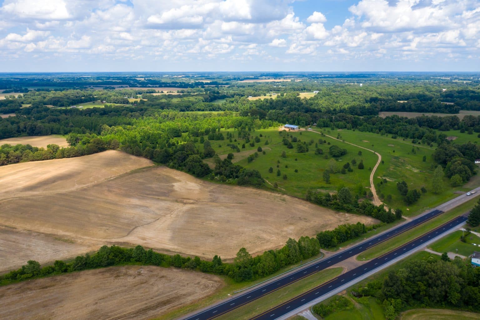 Aerial view of the land at Coach's Place, Tennessee
